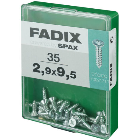 Caja de 35 unidades de tornillo de rosca chapa con cabeza plana en cinc 2,9x9,5mm Fadix (1/2)