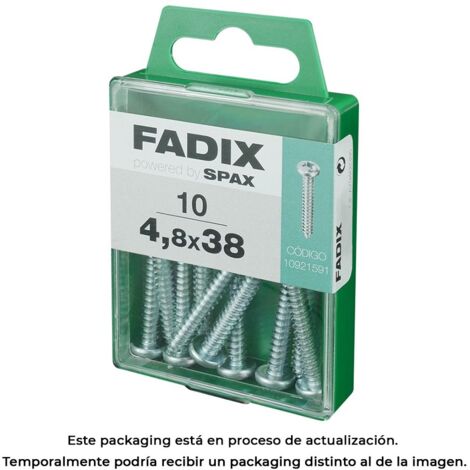 Caja de 10 unidades de tornillo de rosca chapa con cabeza redonda en cinc 4,8x38mm Fadix (1/3)