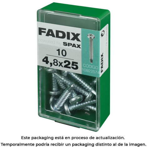 Caja de 10 unidades de tornillo de rosca chapa con cabeza redonda autotaladrante 4,8x25mm Fadix (1/2)