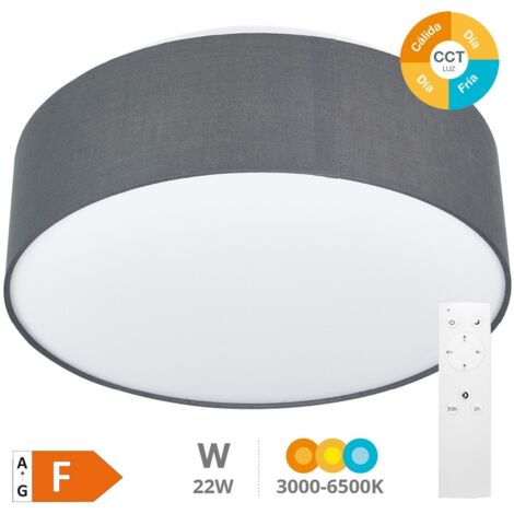Plafón techo LED de tela Kasker 22W 3000K a 6500K regulable Gris (1/5)