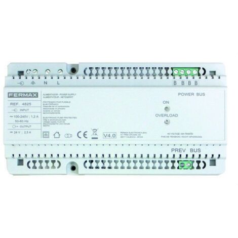 FERMAX 4825  Alimentador + filtro DIN10 24VDC 2,5A para alimentar diferentes equipos DUOX PLUS