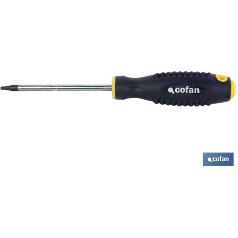 COFAN destorn. cr-molibdeno inviolab. t-25x100 , Destornillador torx inviolable DIN 50150, modelo Confort plus, con medidas desde T-6 hasta T-40 y longitud máxima desde 13,2 hasta