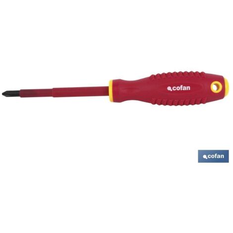 COFAN dest. 1000v ph3 x 150 varilla prot.8x150 , Destornillador de electricista 1000V aislado. Destornillador Phillips, con huella de PH0 hasta PH3 y longitud máxima de 20 centímet