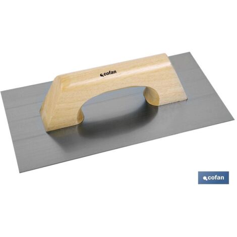 COFAN llana modelo rectangular l-300x150x0.7mm. , Paleta de construcción modelo llana rectangular. Las medidas son 300 x 150 mm de longitud. La hoja es de acero inoxidable de alta
