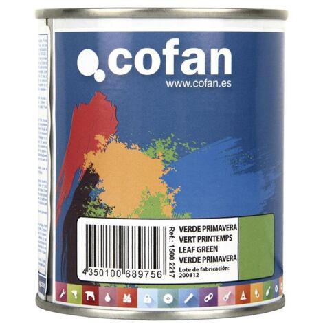 COFAN esmalte sintético (375 ml) verde primavera , Esmalte sintético al disolvente disponible en una amplia gama de colores y tonalidades fabricado a base de resinas alquídicas. Bu