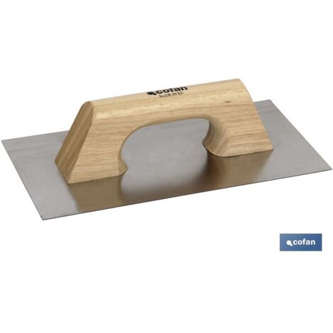 COFAN llana lisa inox mango madera 300x150x0,6 , Llana lisa sin tornillos en Inox. Compuesta por un mango de madera. Su forma es rectangular y los cantos rectos. Herramientas para