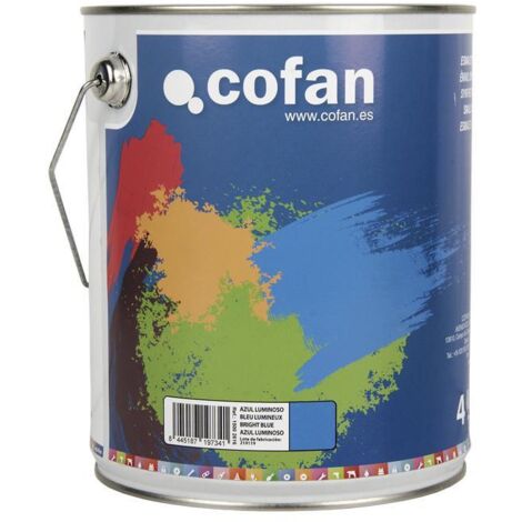 COFAN esmalte sintético (4 l) azul luminoso , Esmalte sintético al disolvente disponible en una amplia gama de colores y tonalidades fabricado a base de resinas alquídicas. Buena e