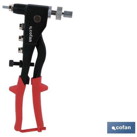 COFAN remachadora tuercas remach. m-3 a m-6 , Remachadora profesional para tuercas remachables con 4 varillas intercambiables (M-3, M-4, M-5, M-6). Mango anatómico para aplicar may