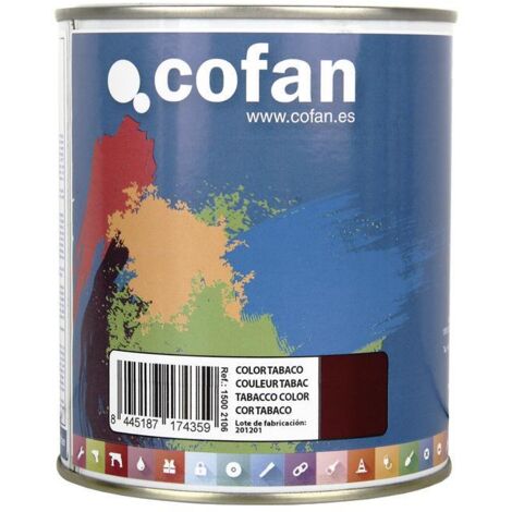 COFAN esmalte sintético (750 ml) color tabaco , Esmalte sintético al disolvente disponible en una amplia gama de colores y tonalidades fabricado a base de resinas alquídicas. Buena