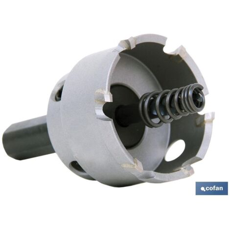 COFAN corona de metal duro 59mm. , Coronas con placas de metal duro soldadas, afiladas y rectificadas. Contienen canal de evacuación para virutas. Con limitador de profundidad. Se