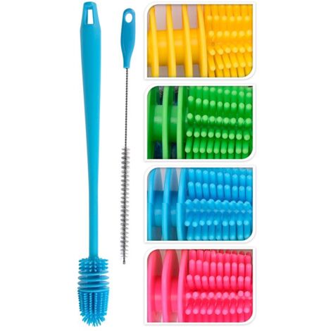Conjunto de 2 Cepillos Limpia Botellas - Colores Variados (1/2)
