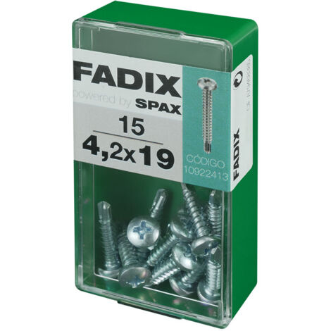 Caja de 15 unidades de tornillo de rosca chapa con cabeza redonda autotaladrante 4,2x19mm Fadix (1/2)