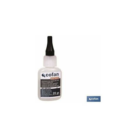 COFAN adhesivo cianoacrilato. alta densidad 20 g , Pegamento adhesivo instantáneo de cianoacrilato transparente, disponible en formato de 3, 20 y 50 gramos. El adhesivo de cianoacr