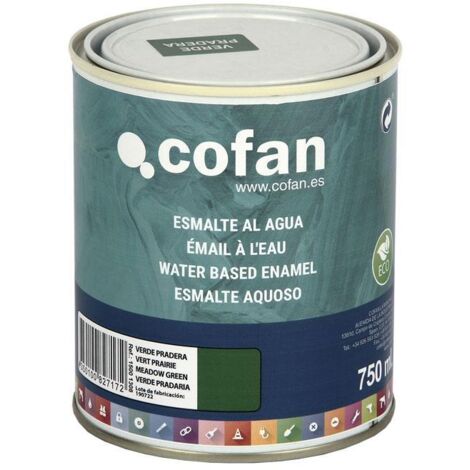 COFAN esmalte al agua (750 ml) verde pradera brillo , Esmalte al agua en una gran gama de colores disponibles. Está fabricado a base de dispersiones acrílicas de altas prestaciones
