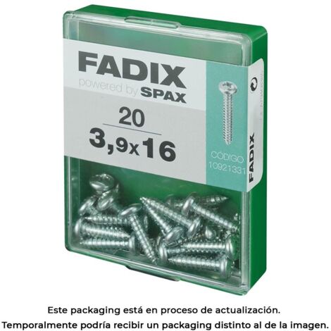 Caja de 20 unidades de tornillo de rosca chapa con cabeza redonda en cinc 3,9x16mm Fadix (1/3)