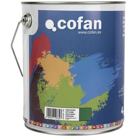 COFAN esmalte sintético (4 l) verde hierba , Esmalte sintético al disolvente disponible en una amplia gama de colores y tonalidades fabricado a base de resinas alquídicas. Buena es