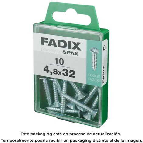 Caja de 10 unidades de tornillo de rosca chapa con cabeza plana en cinc 4,8x32mm Fadix (1/3)