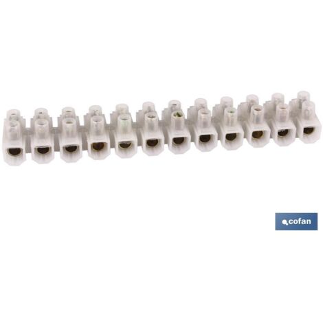 COFAN regleta conexión blanca (16mm) , Regleta de conexión. 12 bornes para cable de 4 a 16 mm. Color blanco. Par de apriete de 0,4 - 1,2 Nm. 450 V. Se utiliza para la distribución
