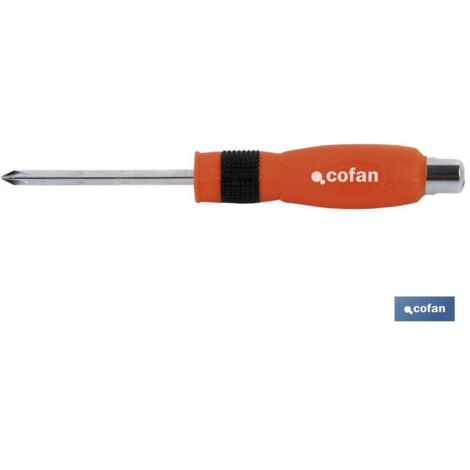 COFAN destornillador de golpe ph 3x125 , Destornillador Phillips de impacto con huella Phillips de PH-1, PH-2 y PH-3. Hecho en acero cromado. Contiene un saliente para el golpeo y