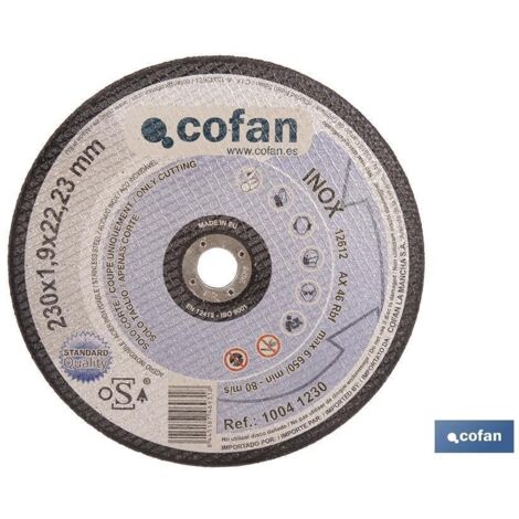 COFAN disco corte - 115x1,0x22,23 metal stand. , Discos de corte estándar (acero/hierro) para amoladora angular. CEE (EN 12413), FEPA. Certificado según la norma uni en ISO 9001:20