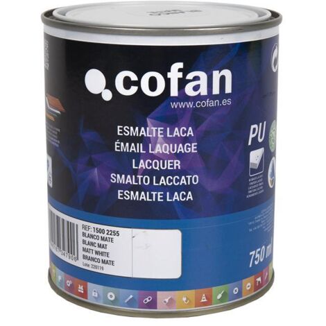 COFAN esmalte laca al agua blanco 750 ml mate , El esmalte de laca al agua está indicado para la protección y decoración de todo tipo de superficies como madera, yeso, escayola, PV