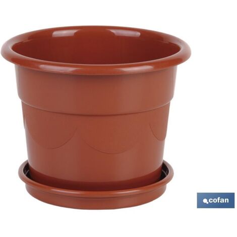 maceta dalia color marron  23.5x20+ plato 20cm venta unitaria