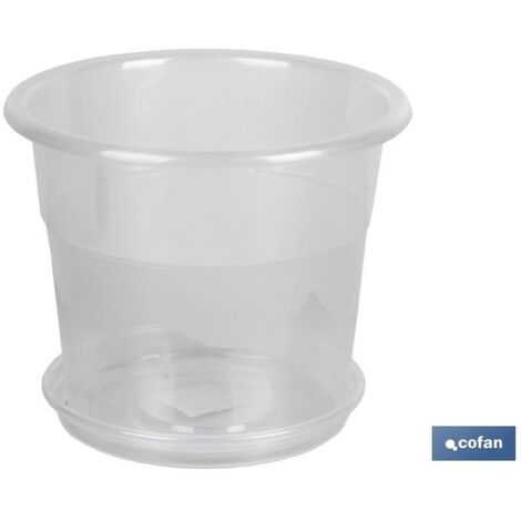 MACETA ORQUIDEA TRANSPARENTE19X16.5+ PLATO 16cm venta unitaria