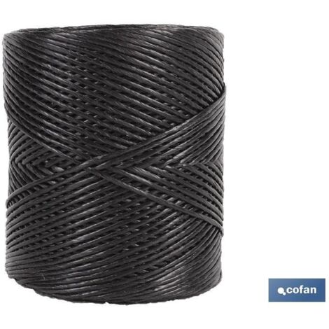 COFAN bobina hilo rafia/ 600 750 grs negro , Hilo de rafia color Negro, sintética torcida a 1 cabo, derivada del polipropileno. 600 m. por kg. Indicada para paquetería, bricolaje,