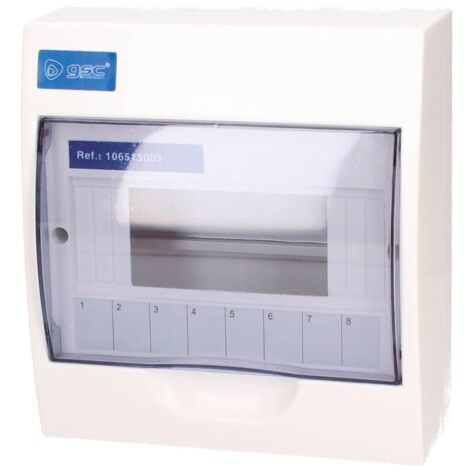 Cuadro eléctrico de superficie de 8 módulos tapa transparente