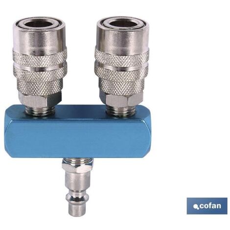 COFAN enchufe rapido con 2 salidas , Enchufe rápido de 2 salidas. Recomendado para instalaciones en donde puedan enchufarse varias tuberías en la misma fuente de alimentación de ai