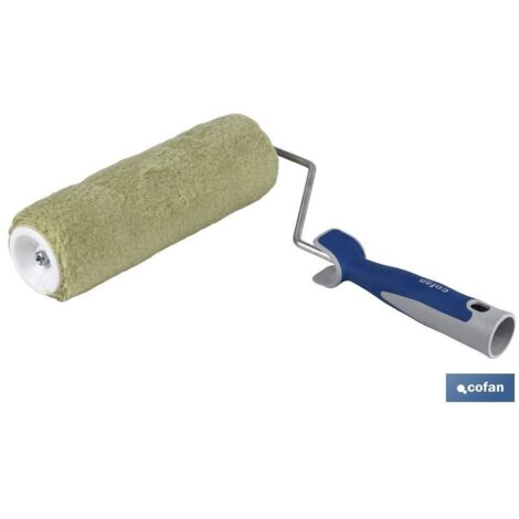 COFAN rodillo hilo paredes rugosas profesional 220mm ø50mm , Este rodillo está fabricado en hilo de lana de muy buena calidad, cuenta con un mango en color azul y gris muy cómodo d
