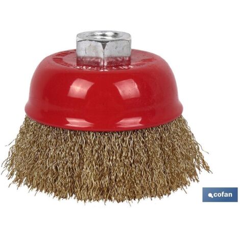 COFAN cepillo copa ondulado m14 ø85 a.latonado 0.3mm , Cepillo Alambre Copa Ondulado M14 Acero Latonado. 0.3 mm Ø