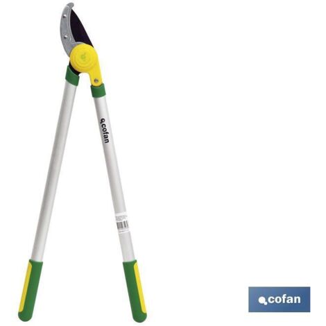 COFAN tijera de poda c/multiplicador 790mm , Tijera de poda tipo yunque con cuchilla de acero de carbono con recubrimiento y mangos de aluminio. Su diseño ligero y sólido permite e