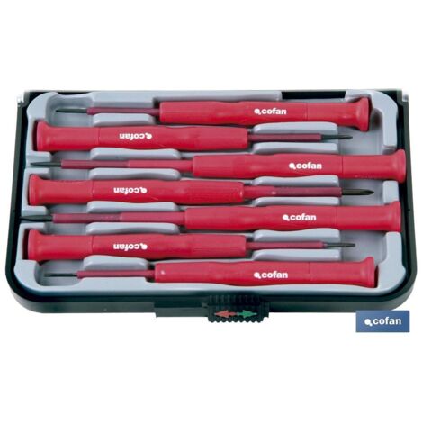 COFAN kit destornillador precision 7 uds. , Juego de destornilladores aislados de alta precisión. Contenido de 7 unidades en planos y Phillips ideales para trabajos de alta precisi