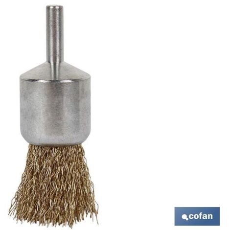 COFAN cepillo brocha ondulado 6xø15 a.latonado 0.3mm , Cepillo Alambre Brocha Ondulado Acero Latonado. 0.3 mm diámetro del pelo, 4.500 rpm
