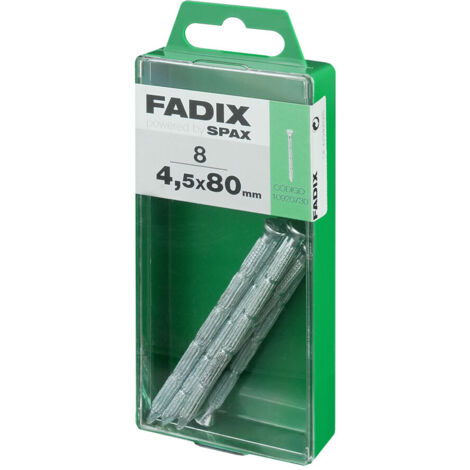 Caja de 8 unidades de clavo de cabeza plana estriado en acero 4,5x80mm Fadix (1/2)
