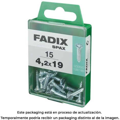 Caja de 15 unidades de tornillo de rosca chapa con cabeza plana en cinc 4,2x19mm Fadix (1/3)