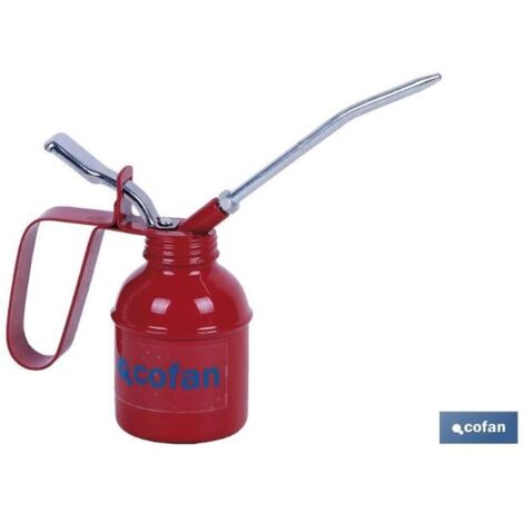 COFAN aceitera metálica 200 ml , Aceiteras con bomba de accionamiento. Contiene pulsador y salida rígida. La aceitera se compone de aplicadores rígidos y boquillas con punta de la