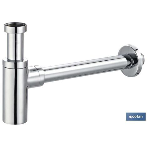 sifón botella cromado cilíndrico salida ø32-40 330 mm y racor 1 1/4
