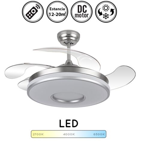 Ventilador de techo LED "Dani" regulable con control remoto (59W 3CCT 6980lm) IP20 Ø107cm color cromo