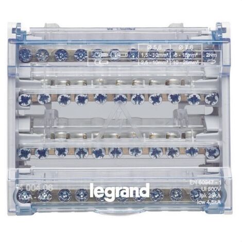 LEGRAND 400406  Repartidor modular de barras escalonadas 4P 100A 10 salidas 6 módulos