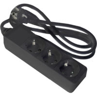 Regleta de enchufe negra onlex t/t cable 1,5 mts 3 tomas