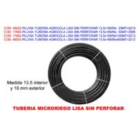 PLUVIA Tubo de riego agrícola liso sin perforar 13,5x16mm 50m