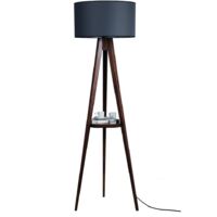 Lámpara de pie "Model 1" E27 IP20 fabricada en madera y tela color gris antracita