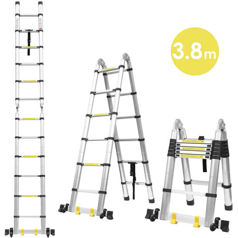 3,8m Alu Teleskopleiter Stehleiter Ladder Leiter Mehrzweckleiter Anlegeleiter DE 