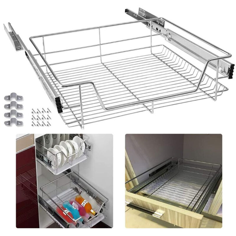 2x cajón telescópico 50cm cajón de cocina armario de cocina cesta extraíble armario extraíble