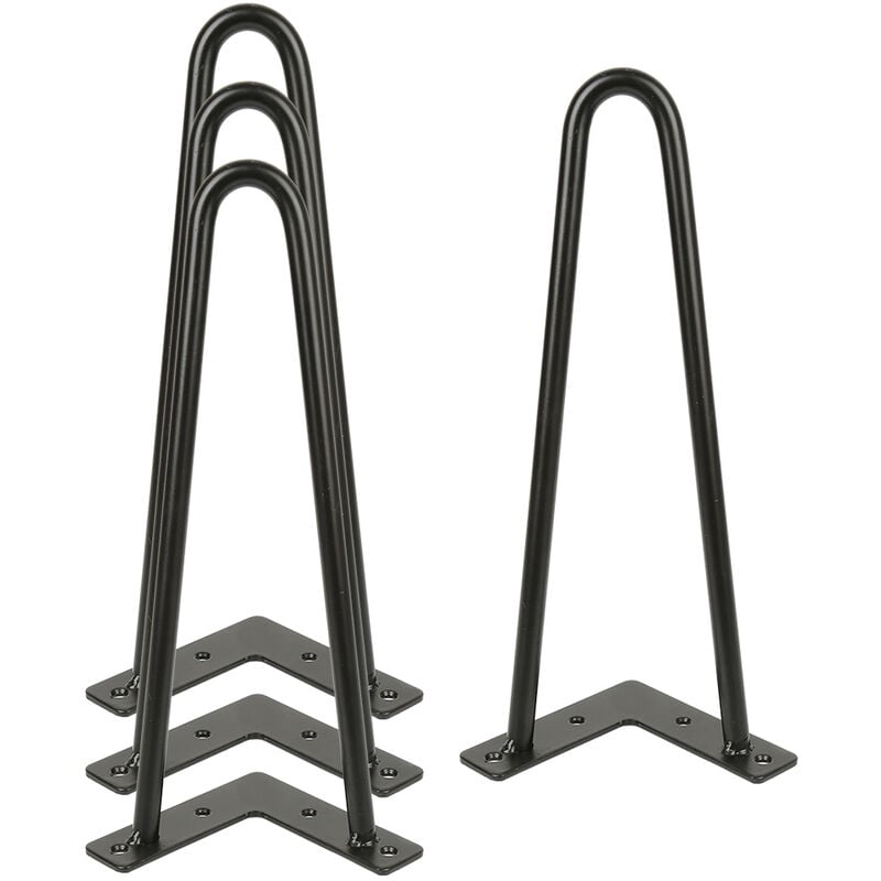 4 Patas Mesa Patas, 30cm DIY Muebles de Metal Patas Con Protectores de Goma - Negro