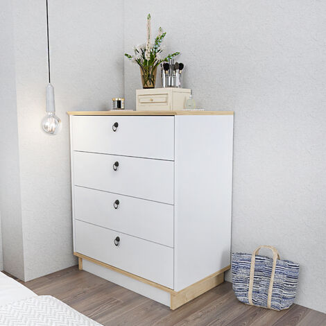 Decorotika Sahra Chest of Drawers 4 Drawers Storage - White and Oak