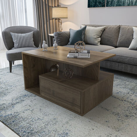 Decorotika - Mana Coffee Table with Storage Cabinet for Living Room and Office - Walnut
