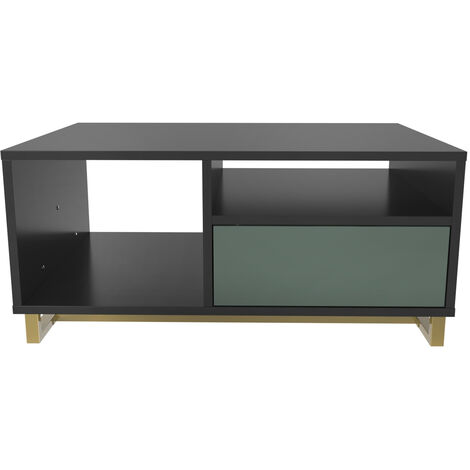 Decorotika - Utopie Modern Coffee Table with Cabinet - Black and Green